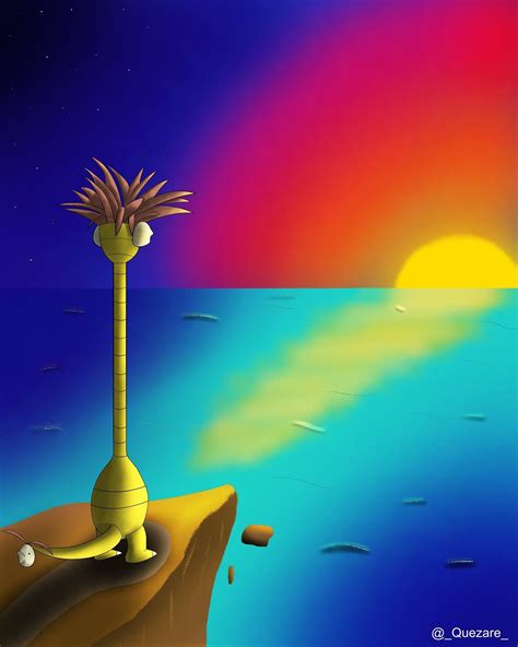 Shiny Alolan Exeggutor Overlooking the Alolan Sea : pokemon