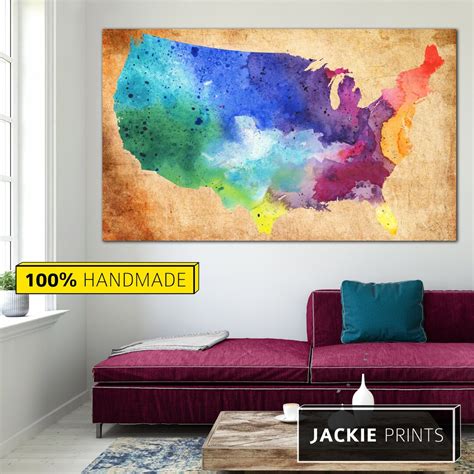 USA Map Print United States USA Canvas Map Map of America US - Etsy