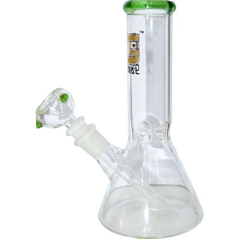 8 Inch Transparent Decal Gold Print Glass Ice Bong