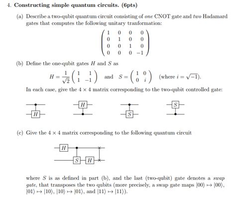 4. Constructing simple quantum circuits. (6pts) (a) | Chegg.com