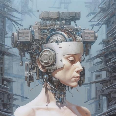 Premium AI Image | cyber futuristic oil painting f ace portrait style ...