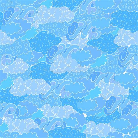 Cloud Seamless Pattern. Hand Drawn Stock Vector - Illustration of hand ...