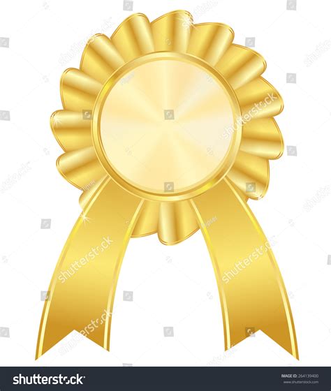 Golden Award Badge Isolated On White Background. Raster Version Stock Photo 264139400 : Shutterstock