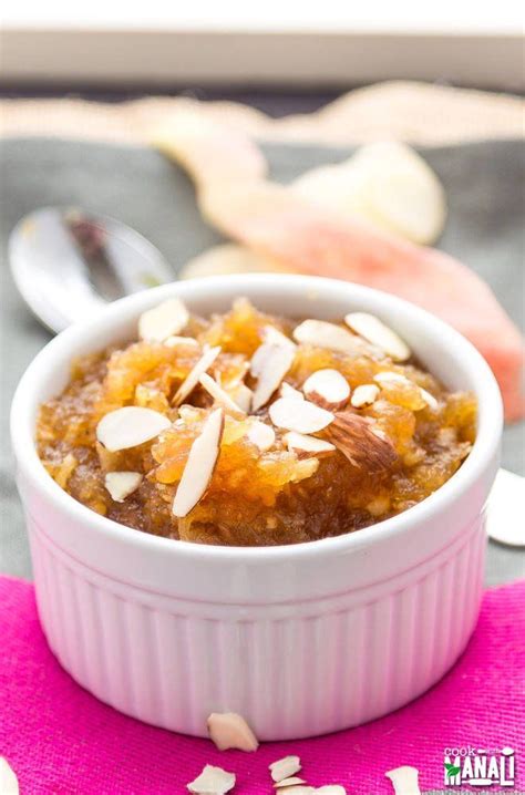 Apple Halwa in an Indian dessert made with grated apples, sugar and ...