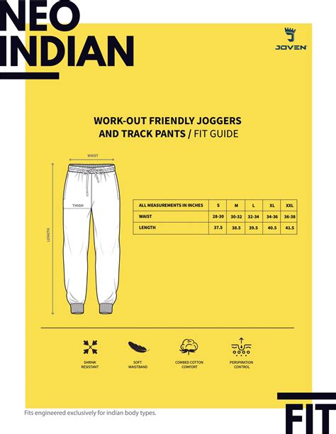 JOGGERS SIZE CHART – House of Joven
