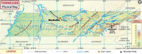 Physical Map of Tennessee, Tennessee Physical Features | Tennessee map ...