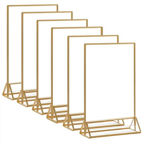 Buy HIIMIEI Acrylic Gold Frames Sign Holders 4x6, Double Sided Table ...