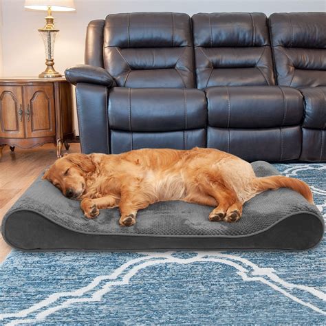 FURHAVEN Minky Plush Luxe Lounger Cooling Gel Dog Bed with Removable ...