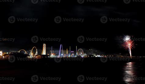 Coney Island Beach Fireworks 16158340 Stock Photo at Vecteezy