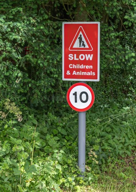 Slow Children and Animals Sign Portrait Stock Photo - Image of cautious, transportation: 193949802