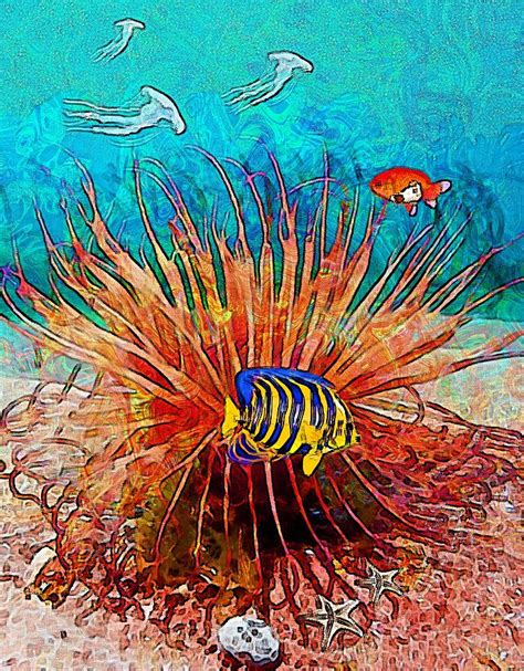 Underwater. Coral reef. Digital Art by Elena Kosvincheva | Fine Art America