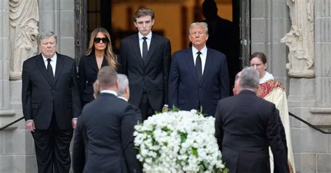 Donald Trump and Melania pictured as they attend former first lady's ...