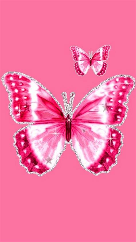 Download Two Pink Glitter Butterfly Wallpaper | Wallpapers.com