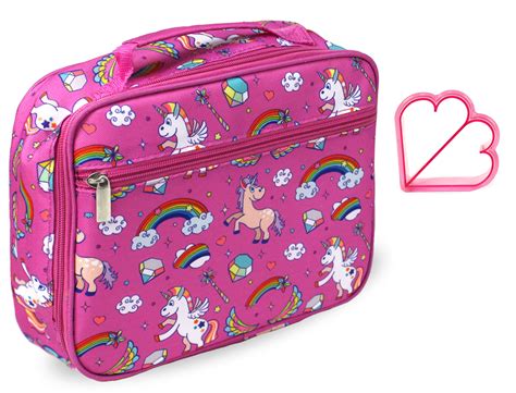 Keeli Kids Girls Pink Unicorn Lunch Box School Lunch Bag with Heart ...