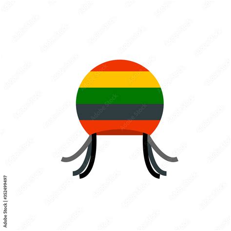 Icon of Rastafarian hat with dreadlocks. Hippie, reggae, headwear. Narcotic concept. Can be used ...