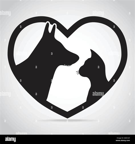 Dog And Cat Silhouette With Heart