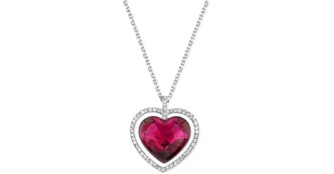 Lyst - Swarovski Rhodium-plated Red Crystal Heart Pendant Necklace in Purple