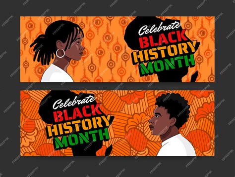 Free Vector | Hand drawn black history month horizontal banners set