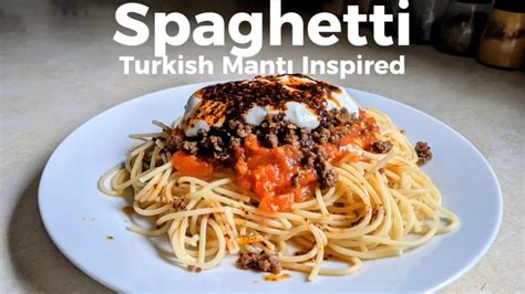 Spaghetti - Turkish Mantı Inspired | Spaghetti with Tomato and Yogurt Garlic Sauce - Dining and ...