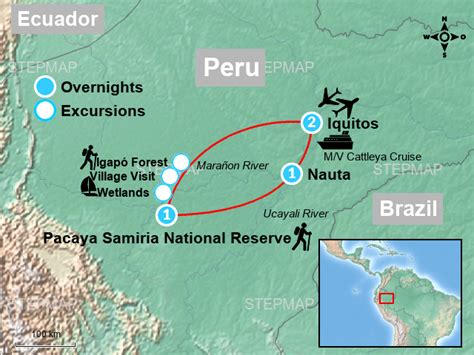 StepMap - Cattelya Amazon Crise - Ucayali River Journey - Landkarte für Peru