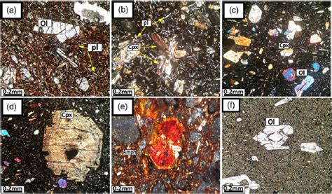 (Colour online) Representative photomicrographs of the studied volcanic... | Download Scientific ...