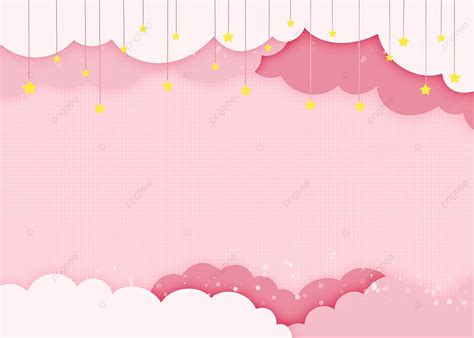 Pink Cute Baby Clouds Stars Background