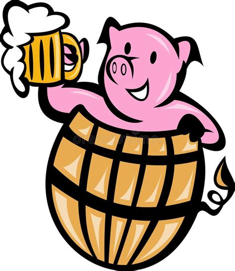 Pig Pork In Barrel With Beer Stock Illustration - Illustration of white, toasting: 15938849