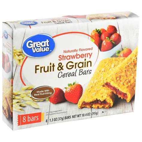 Great Value Fruit & Grain Cereal Bars Strawberry 10.4 oz 8 Count ...