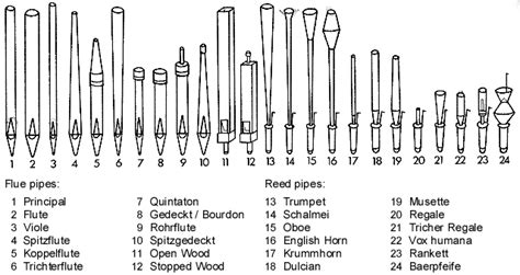 organs: Sorts of pipes and organ stops