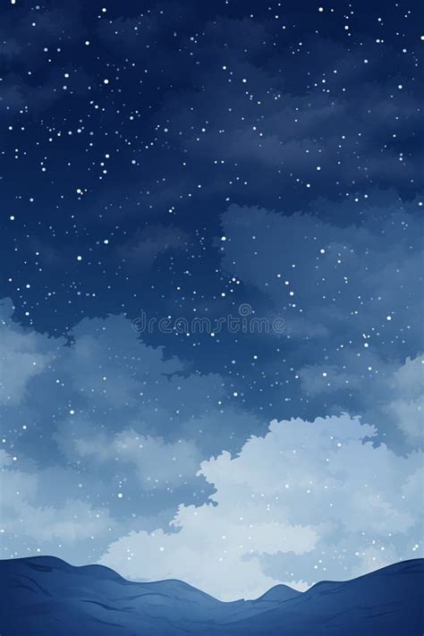 An Illustration of a Night Sky with Clouds and Stars Stock Illustration - Illustration of bright ...