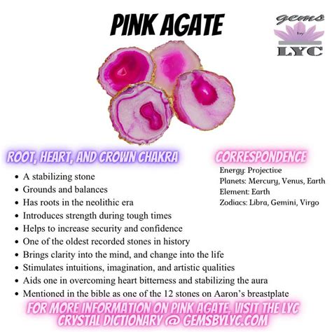 Pink Agate in 2021 | Pink agate, Crystal healing chart, Crystals healing properties