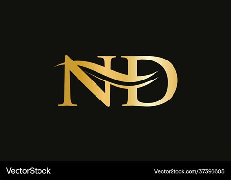 Gold nd letter logo design nd logo design nd logo Vector Image