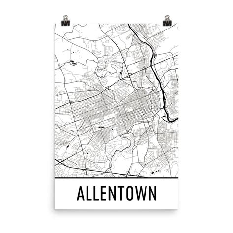 Allentown PA Street Map Poster - Wall Print by Modern Map Art