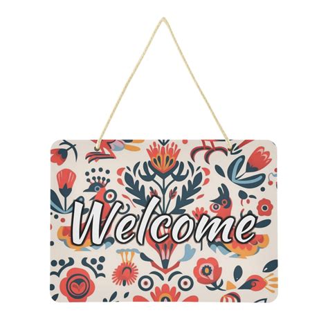 Welcome Door Sign Decoration 13.8" Rectangular Front Entrance Hanging ...