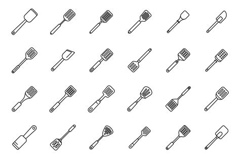 Spatula icons set outline vector. Baking bbq 20246899 Vector Art at Vecteezy