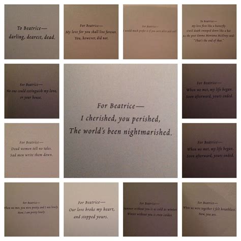 Lemony Snicket's dedications to Beatrice | A series of unfortunate events, Event quotes, Book ...