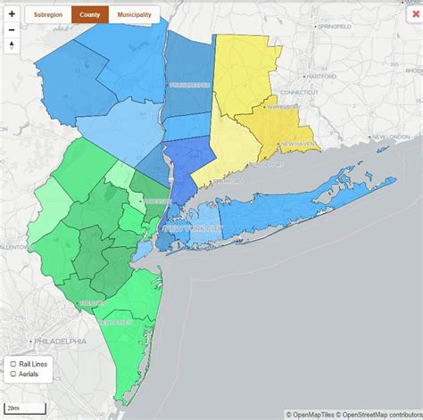 Map Counties Four Divisions New York Metropolitan Area, 59% OFF