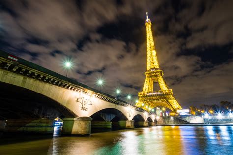 Bridge Eiffel Tower France Light Night Paris Wallpaper - Resolution ...