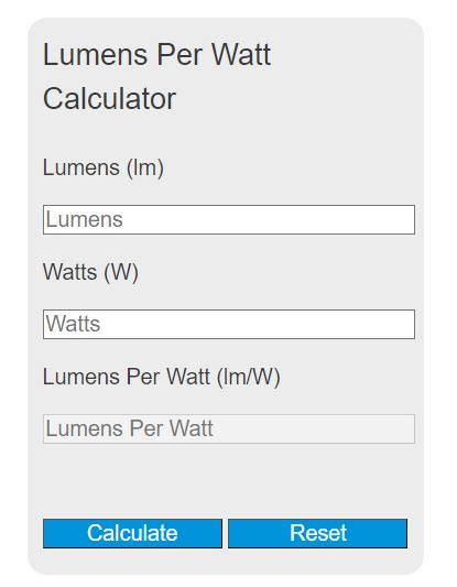 Lumens Per Watt Calculator - Calculator Academy