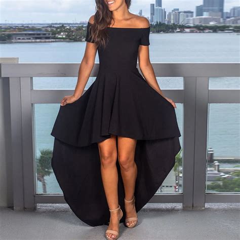 MUQGEW 2019 soild Slash neck summer dress Women Casual Off Shoulder ...