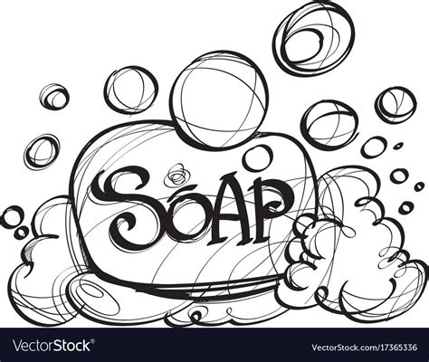 Soap with foam hand drawing black and white Vector Image