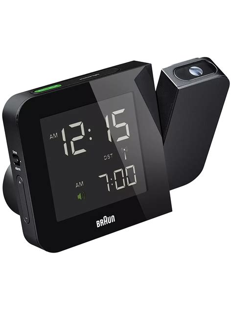 Braun Projection Radio Controlled Alarm Clock, Black at John Lewis ...