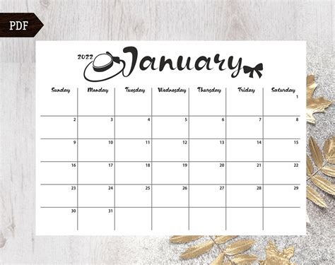 2022 White Calendar Wall Calendar Yearly pdf Wall Calendar | Etsy