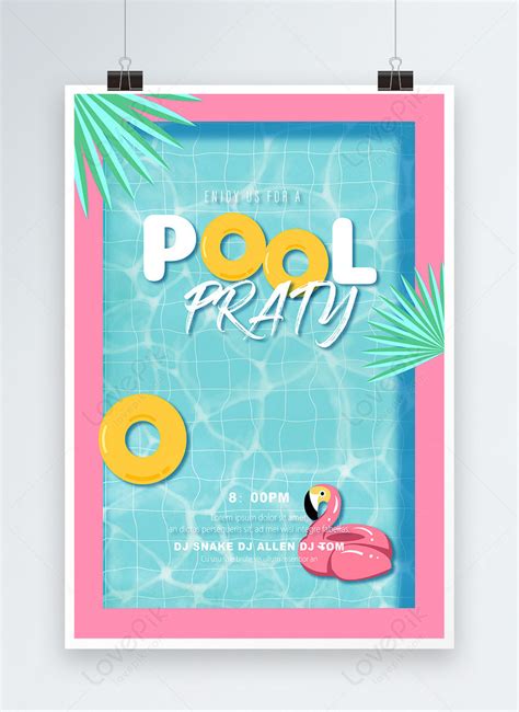 Pink summer pool party poster template image_picture free download ...