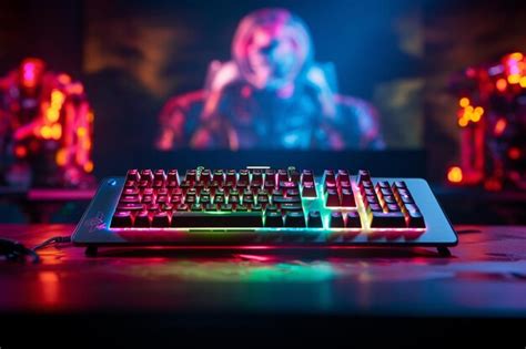 Premium AI Image | photo view of illuminated neon gaming keyboard setup ...