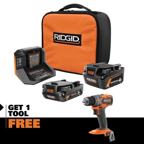 RIDGID 18V MAX Output Kit with 4.0 Ah MAX Output Battery, 2.0 Ah Battery, Charger & 18V ...