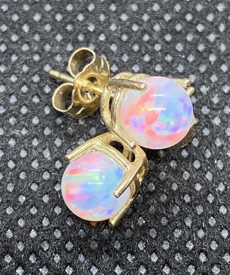 14k Gold and White Opal Earrings