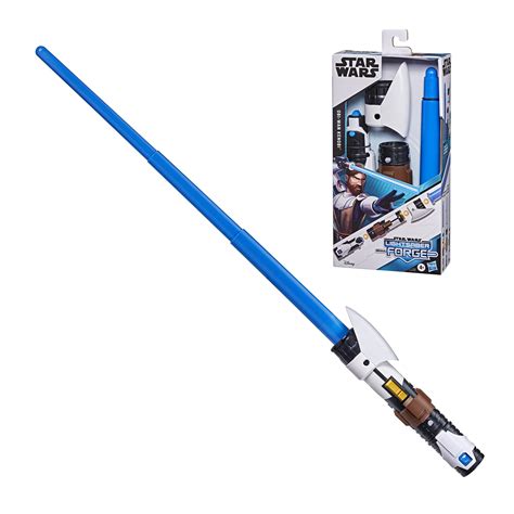 Buy Star Wars Lightsaber Forge Obi-Wan Kenobi Extendable Blue Lightsaber Toy, Customizable ...