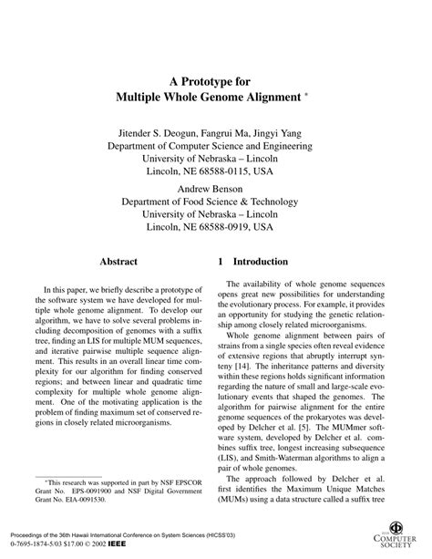 (PDF) A Prototype for Multiple Whole Genome Alignment