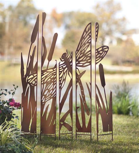 Five-Panel Weathered Metal Decorative Laser Cut Garden Stake - Butterfly - Butterfly | Wind and ...